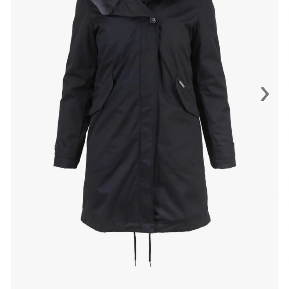 WOOLRICH Women’s Parka XS - Black Literary Rex Coat With Rabbit Fur Hood & Trim - Picture 2 of 10